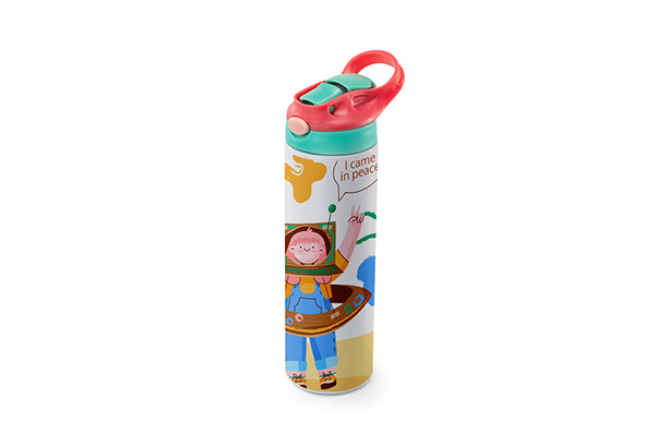 20 oz. Stainless Steel Kid Bottle, Red/Green Handle