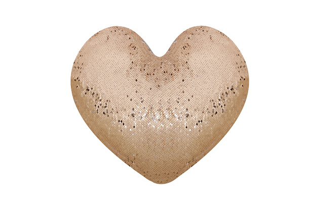 Magic Sequin Heart Shaped Cushion Cover(Champagne/White)