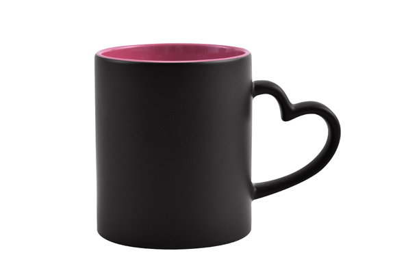 11 oz. Inner Pink Color Changing Mug with Heart Handle
