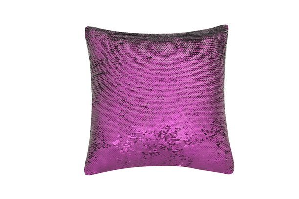 Magic Sequin Pillow Case, Square (Purple/White)