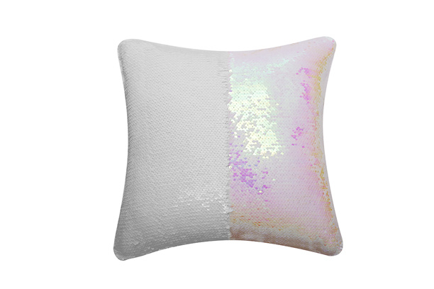 Magic Sequin Pillow Case, Square (Pink/White)