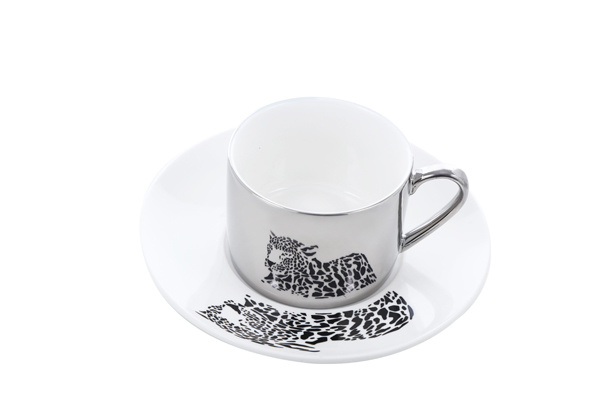 Reflection Silver Mirror Mug with Saucer