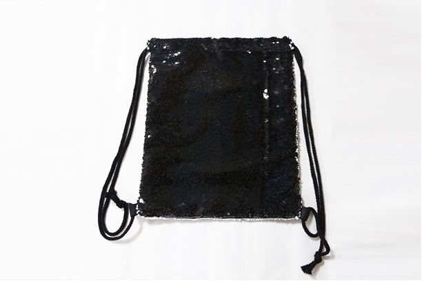 Sequin Drawstring Backpack, Black