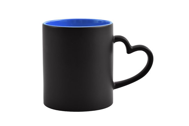 11 oz. Inner Light Blue Color Changing Mug with Heart Handle