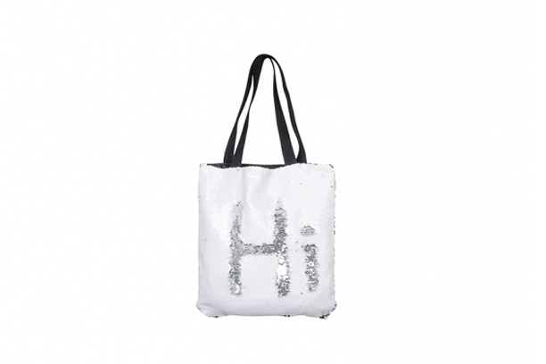 Magic Sequin Heart Two Sides bag(White and Silver)