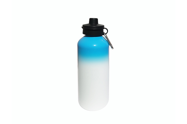 600ml Colored Aluminum Sport Water Bottle w/Top Gradient Color - Blue