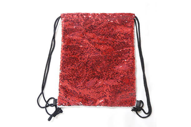 Sequin Drawstring Backpack, Red