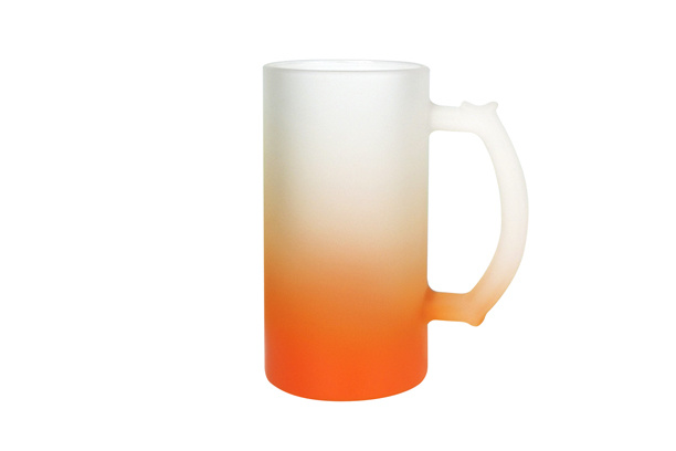 16 oz. Frosted Beer Mug w/Color Bottom, Orange