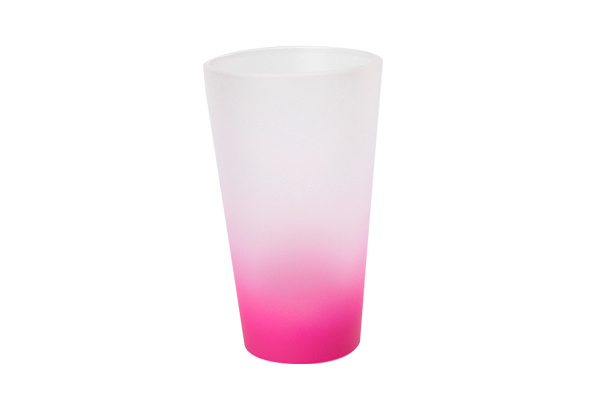 17 oz. Latte Glass Mug(Gradient Color Rose Red)