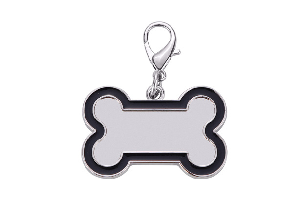 Sublimation Pet ID Tag - Bone Shape, Black