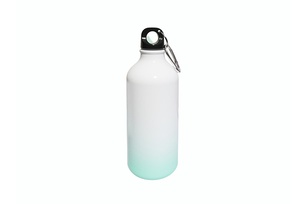 600ml Colored Aluminum Sport Water Bottle w/Bottom Gradient Color - Green