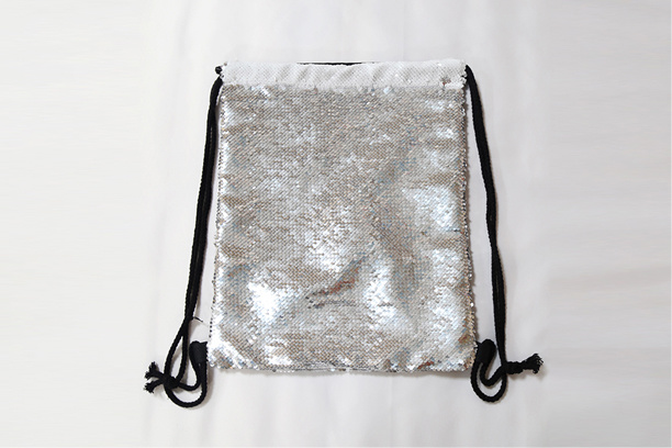 Sequin Drawstring Backpack, Silver