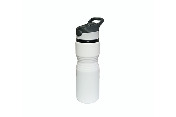 750ml Aluminum Bottle, Slim Body w/Colored Flip-top Lid- White