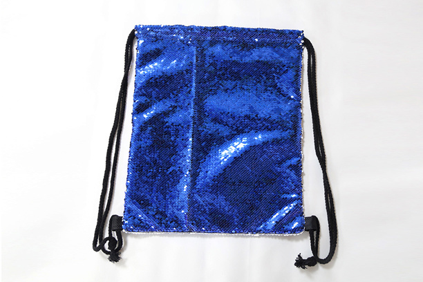 Sequin Drawstring Backpack, Blue