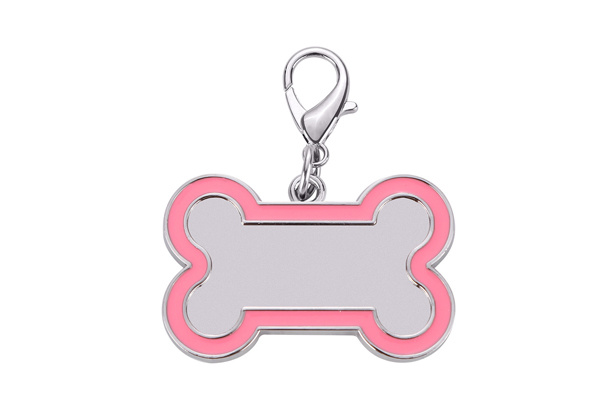 Sublimation Pet ID Tag - Bone Shape, Pink