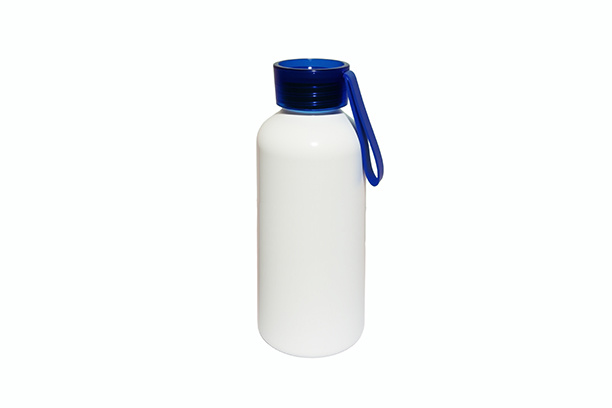650ml Aluminum Sports Water Bottle w/Colored Lid and Rubber Handle - Blue