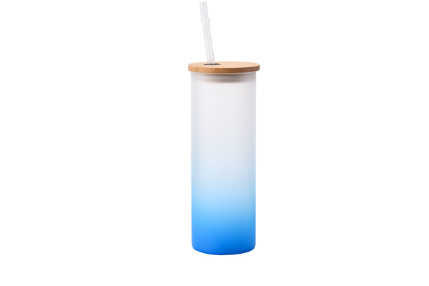 18 oz. Frosted Glass Tumbler-Light Blue