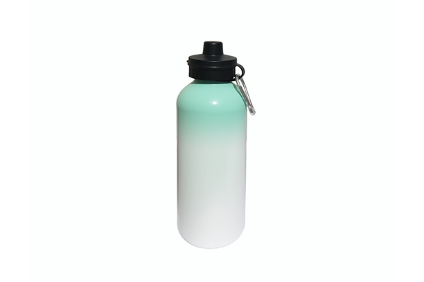 600ml Colored Aluminum Sport Water Bottle w/Top Gradient Color - Green