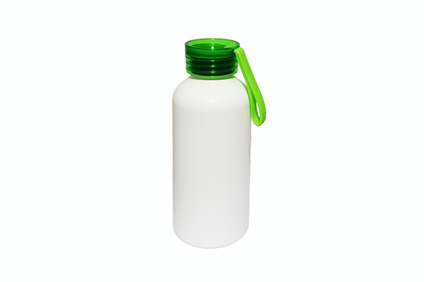 650ml Aluminum Sports Water Bottle w/Colored Lid and Rubber Handle - Green