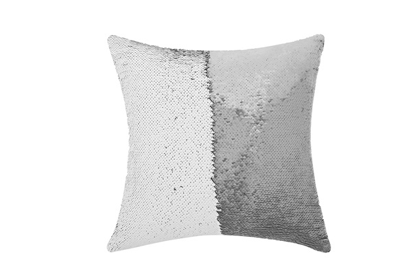 Magic Sequin Pillow Case, Square (Silver/White)