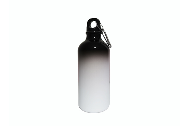 600ml Colored Aluminum Sport Water Bottle w/Top Gradient Color - Black