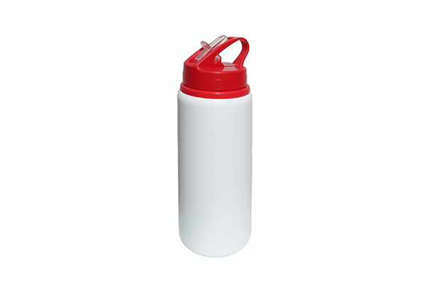 600ml Aluminum Bottle w/Straw Lid and Finger Grip - Red