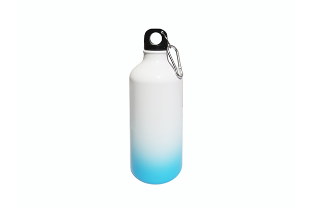 600ml Colored Aluminum Sport Water Bottle w/Bottom Gradient Color - Blue
