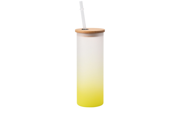 18 oz. Frosted Glass Tumbler-Yellow