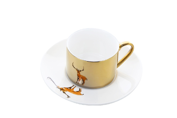 Reflection Golden Mirror Mug with Saucer