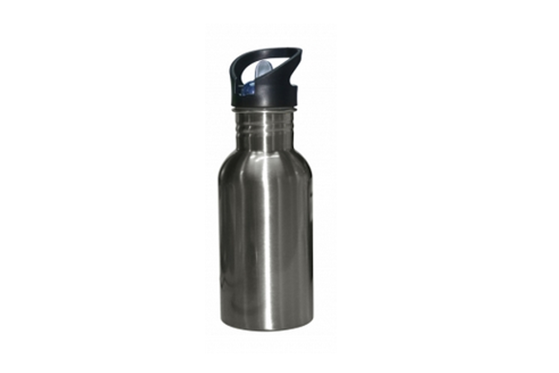 600ml Silver Stainless Steel Water Bottle w/Straw