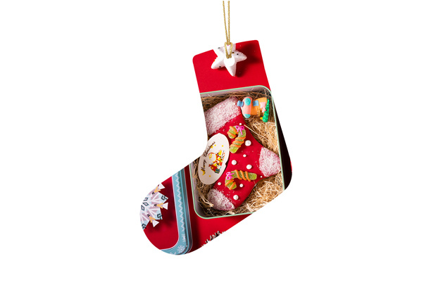 Sublimation Ceramic Ornament/Christmas Sock w/Hole w/Golden Rope
