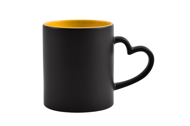 11 oz. Inner Yellow Color Changing Mug with Heart Handle
