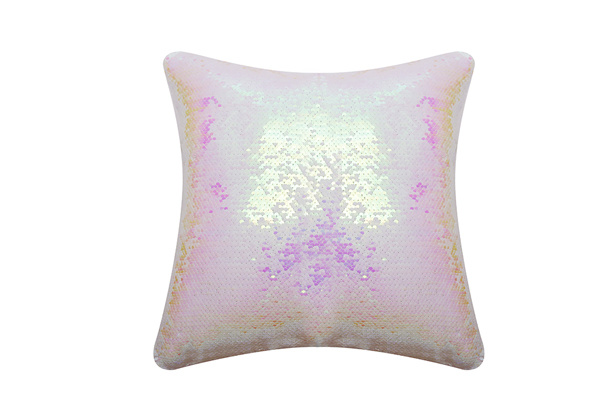 Magic Sequin Pillow Case, Square (Pink/White)