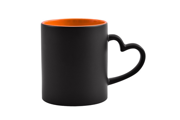11 oz. Inner Orange Color Changing Mug with Heart Handle