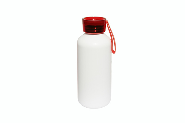 650ml Aluminum Sports Water Bottle w/Colored Lid and Rubber Handle - Red