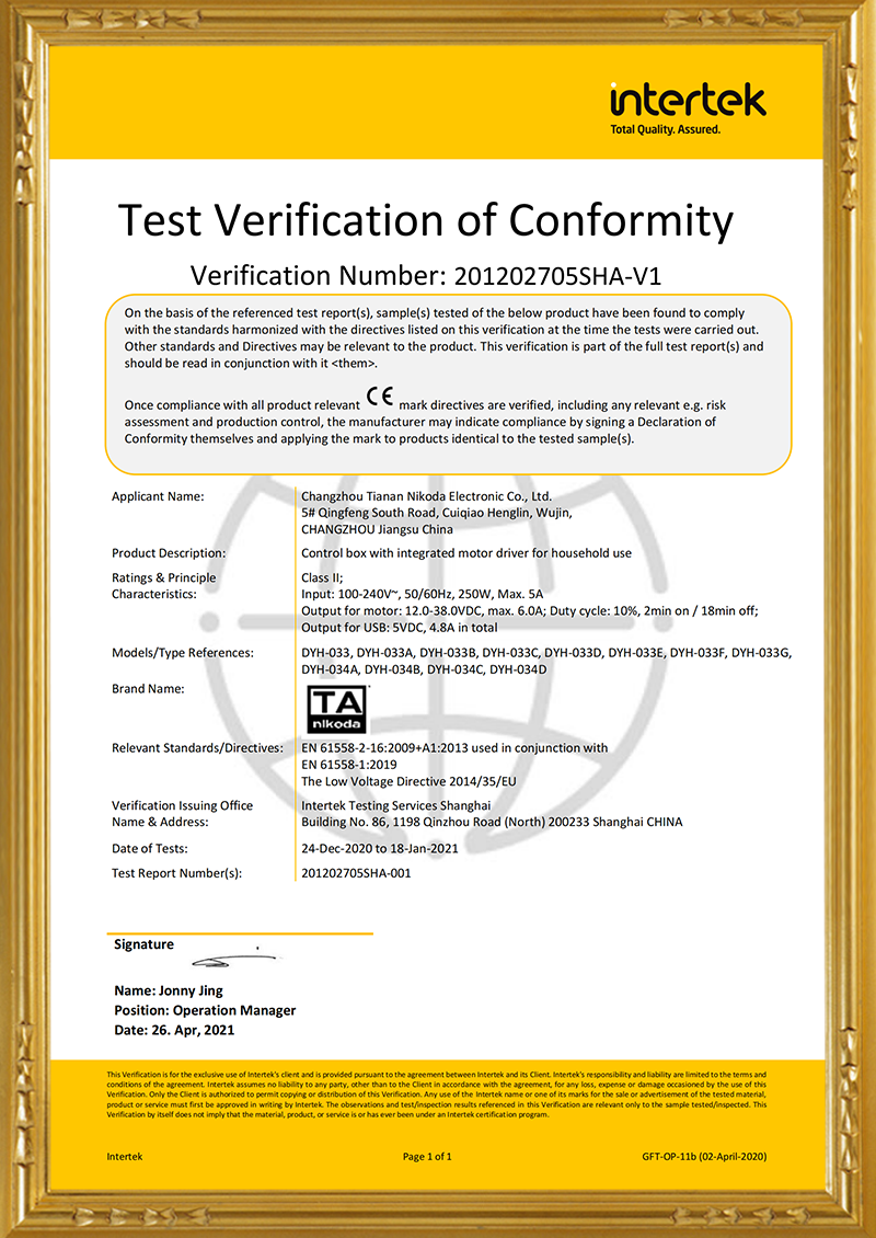 LVD Certificate