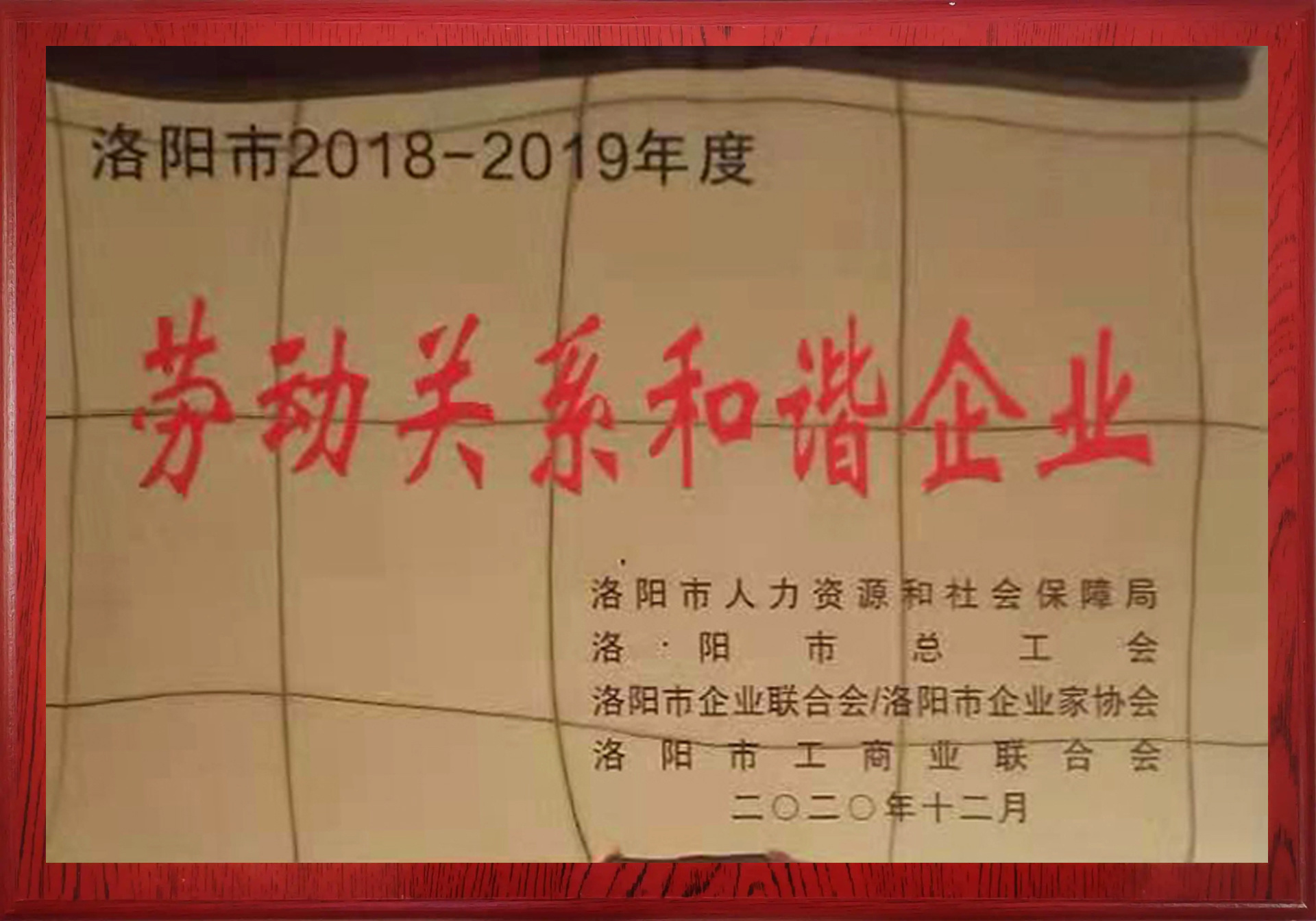 20年市劳动关系和谐企业