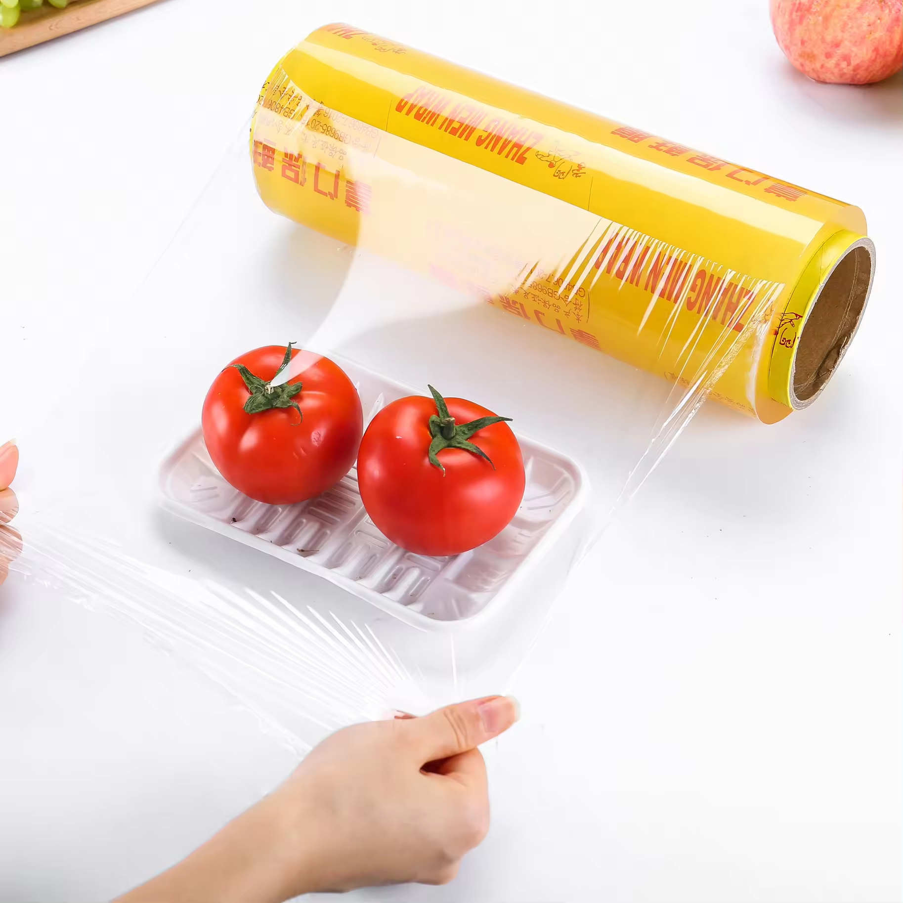 Food grade PVC cling film food cling wrap stretch film plastic wrap jumbo roll food wrapping film