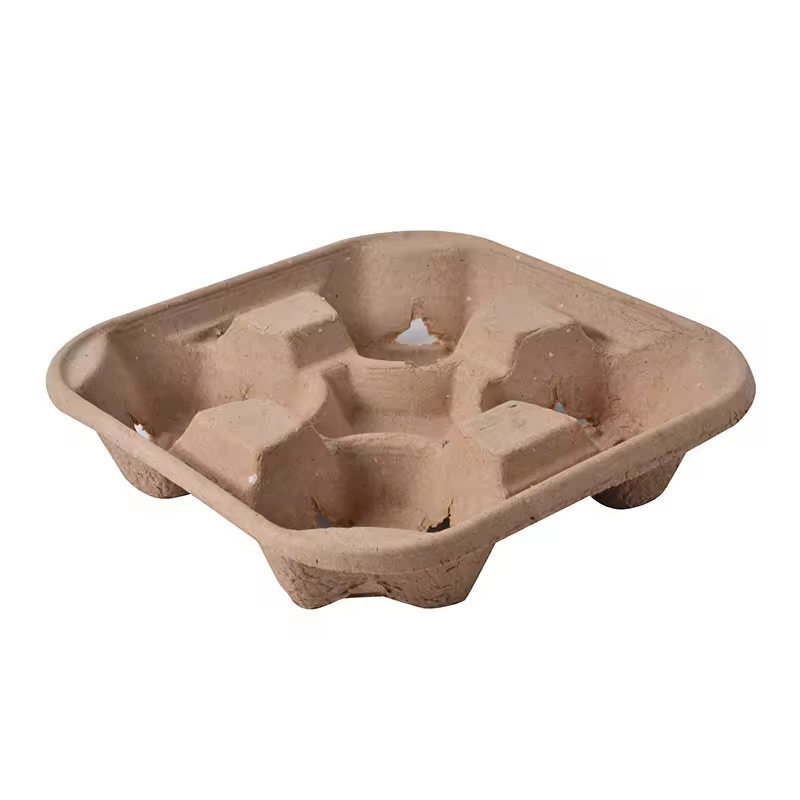 Disposable Kraft Take Away Drink Eco Paper Cardboard Cup Holders Carrier Packing