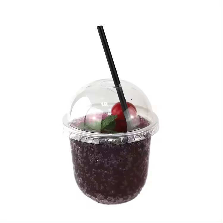 U Shape Cup Clear Disposable Clear Plastic Dessert Cups With Lid
