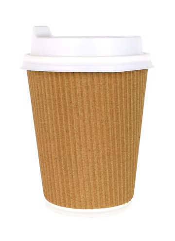 Disposable take away corrugated hot insulated ripple wall paper cup with lid