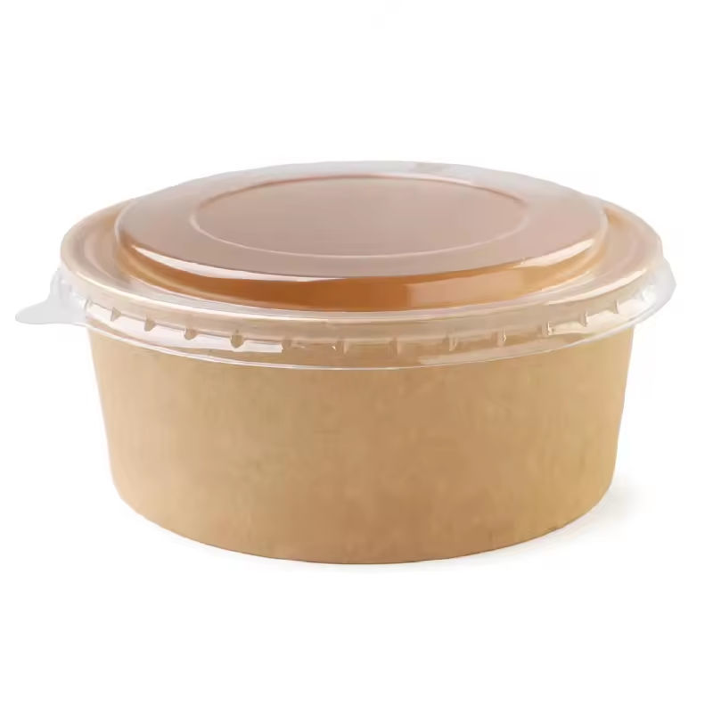 Round paper salad box  round container with PE coating takeaway paper bowl