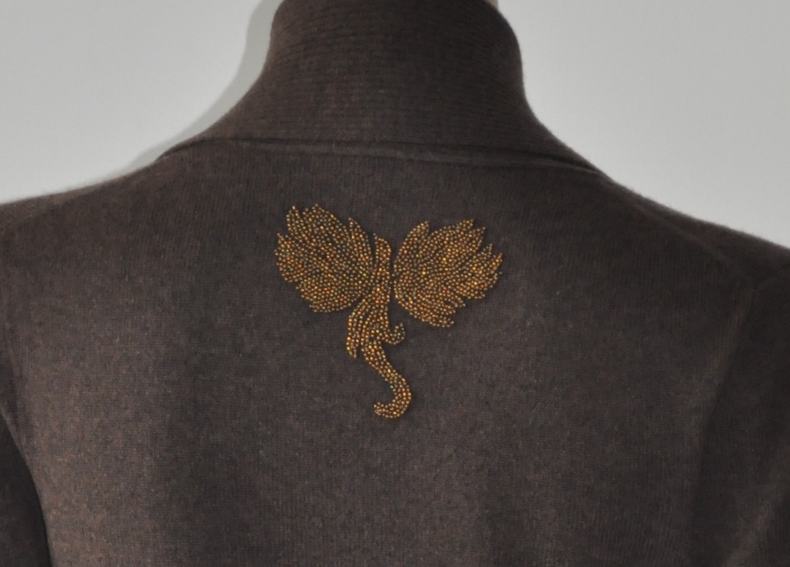 Ladies Tie Front Cardigan with Elaborated Beading