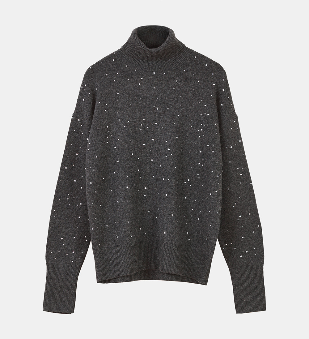 Hot-Fix Crystals Turtleneck Jumper