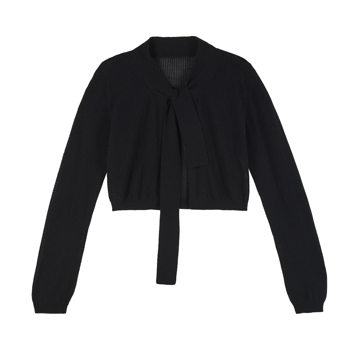 Ladies Tie Front Pointelle Shrug