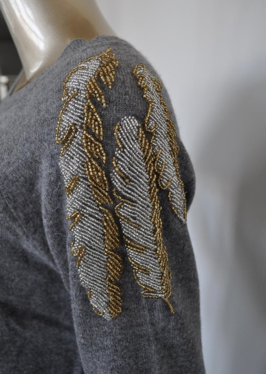 Beading Decorated Cashmere Sweater