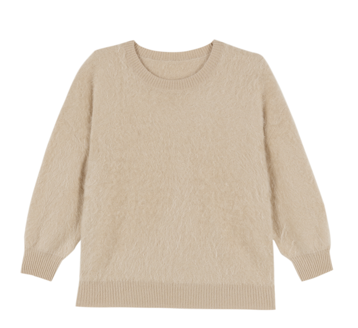 Brushed Cashmere Sweater with 3/4 Sleeve