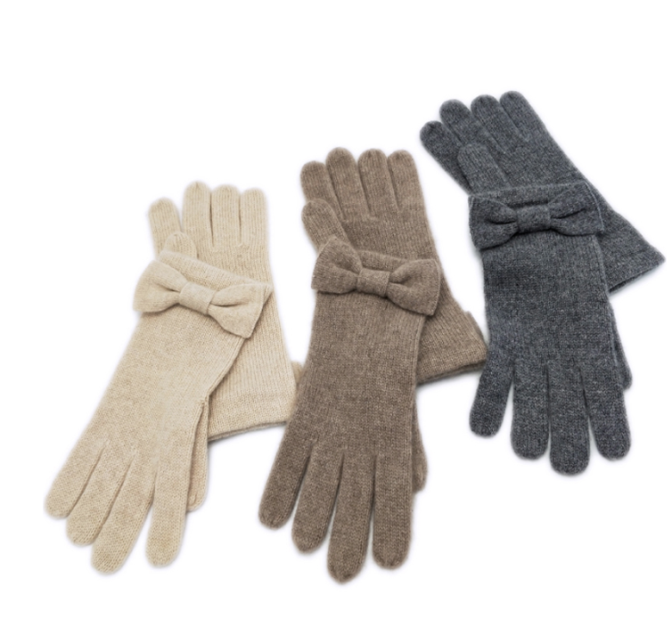 Knit Bow Cashmere Gloves