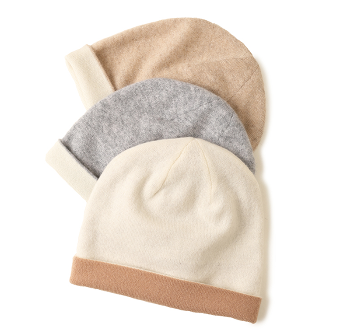 Double Layer Contrast Cashmere Beanie