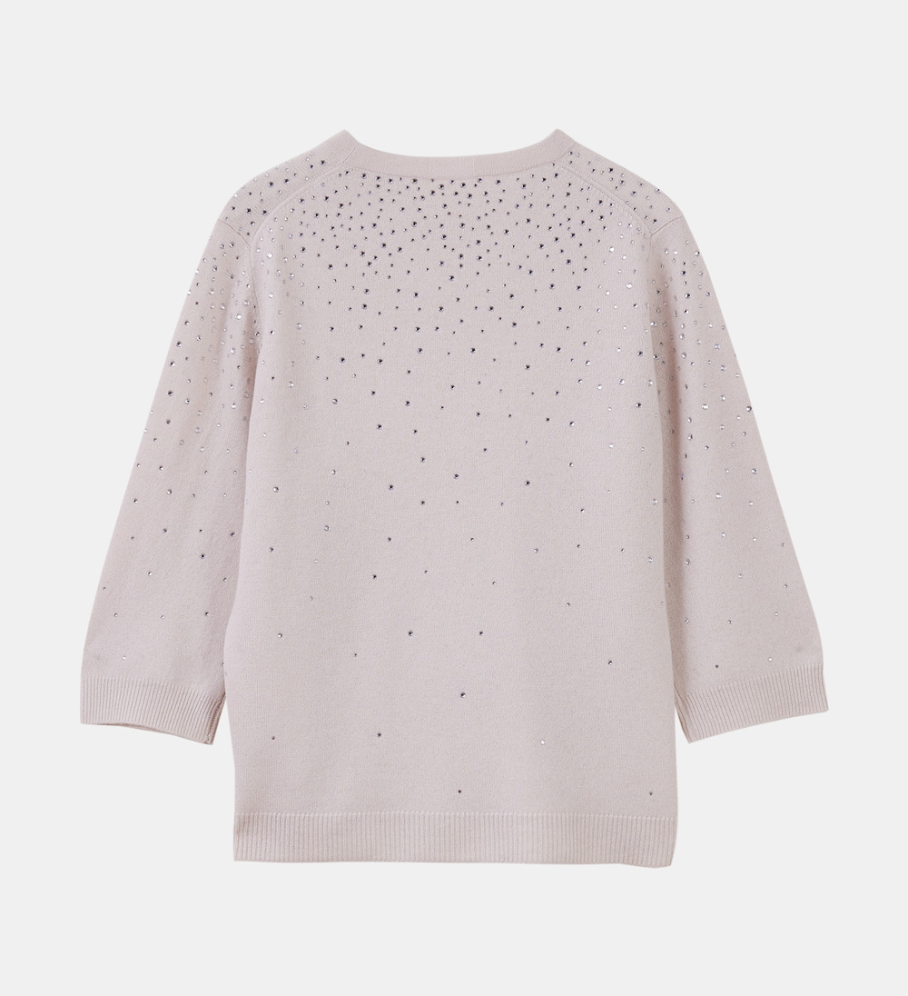 Ladies Hot-Fix Crystals Cashmere Sweater
